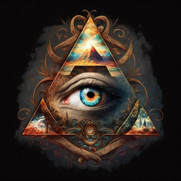 All Seeing Eye Pyramid Fantasy Wall Art Watercolor‎ Oil Painting Print - Picture 2 of 4